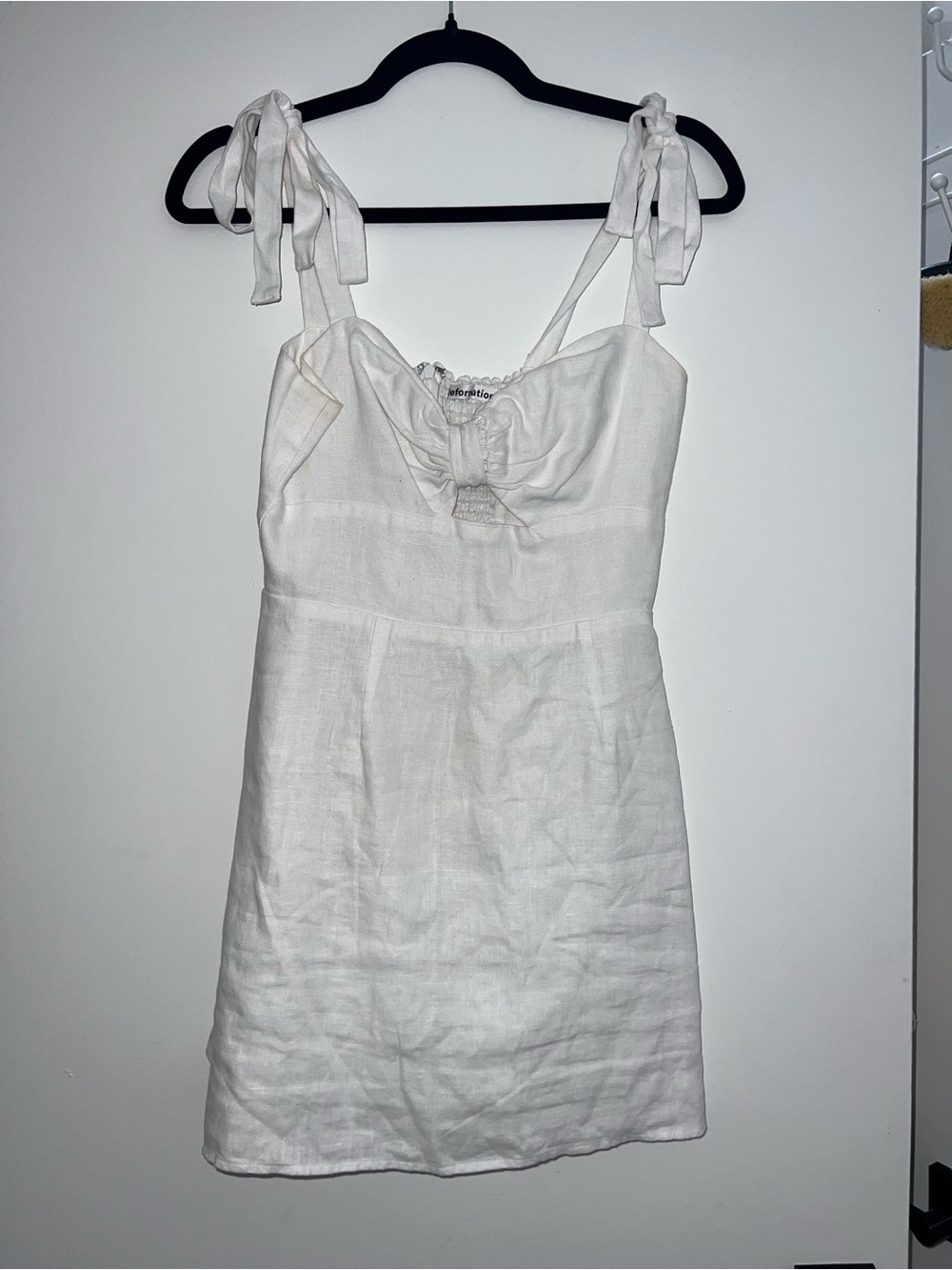Women’s White Tie-Shoulder Linen Slip Dress